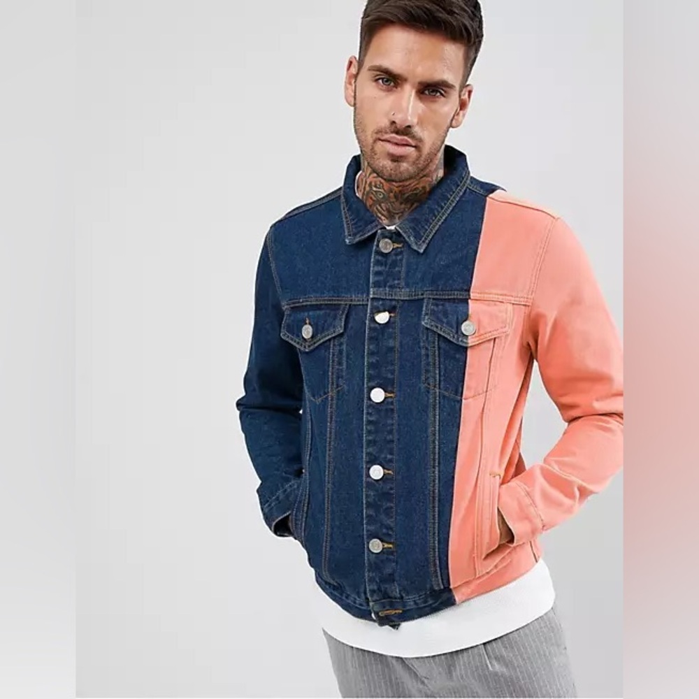 Asos Boohooman Color Block Spliced Denim Jacket I… - image 2